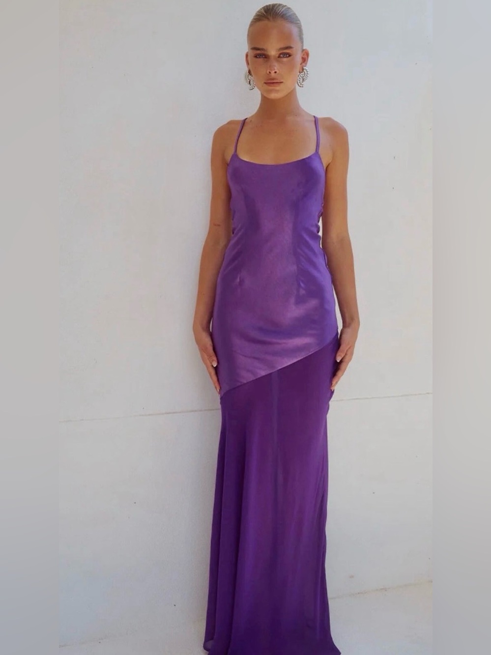 Runaway The Label Purple Satin Maxi Dress